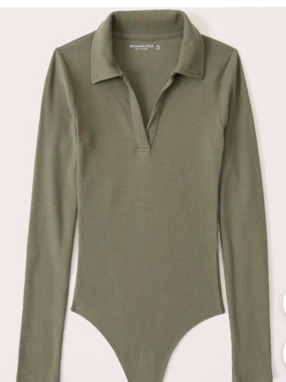 Abercrombie & Fitch Olive Ribbed Polo Bodysuit